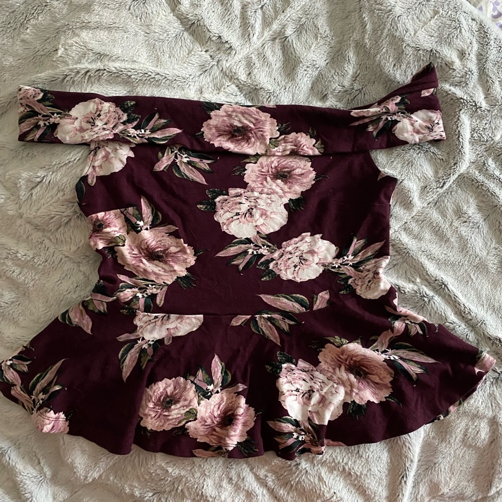 Charlotte Russe Pink Floral Off-Shoulder Top